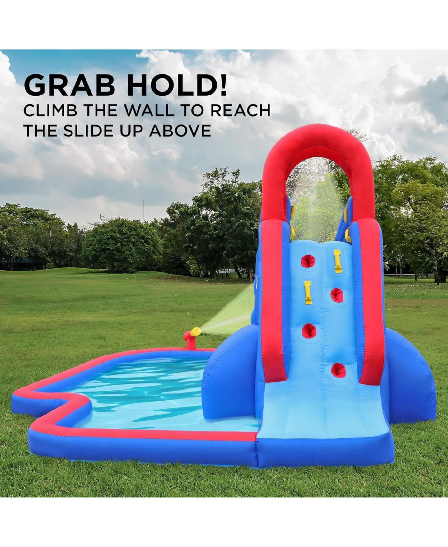 Детская игрушка Sunny & Fun Slide 'N Spray Nylon Inflatable Bounce Water Slide & Pool, For Up to 3 Children, Ages 3+, цвет: Синий — фото 4