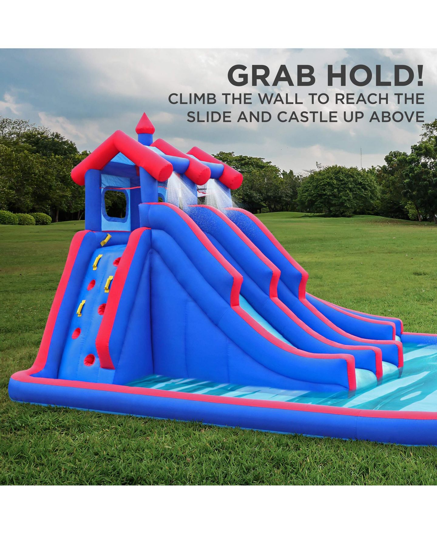 Детская игрушка Sunny & Fun Inflatable Water Slide & Pool, 18.1'L x 15.8'W x 10'H, Nylon, Plays Up to 3 Children, Ages 3-10, цвет: Синий — фото 5