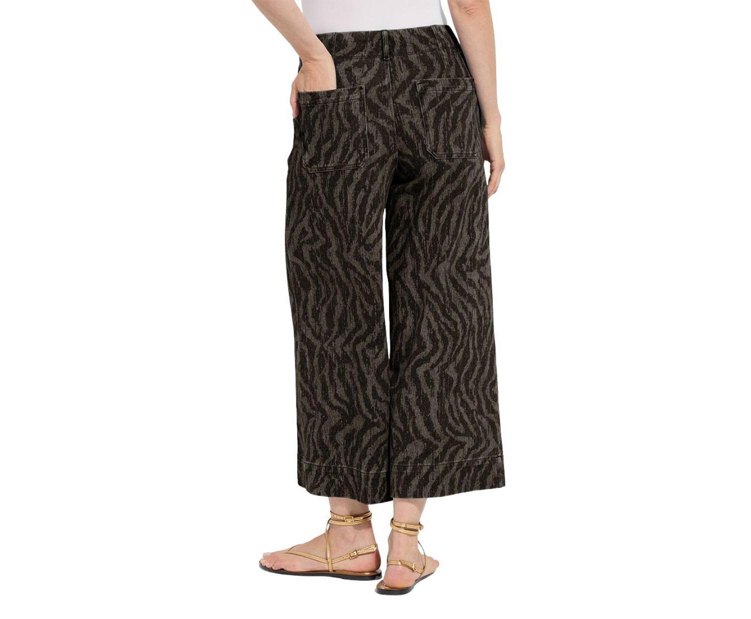 Women's Leo Palazzo High-Rise Wide-Leg Animal-Print Denim, 25" Inseam
