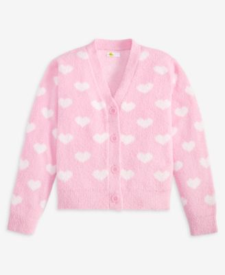Girls' XS-XL Mini Hearts V-Neck Cardigan