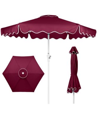 7.5feet Patio Market Umbrella with Wavy Trim, Fade-Resistant, Crank and Tilt, Wind Vent