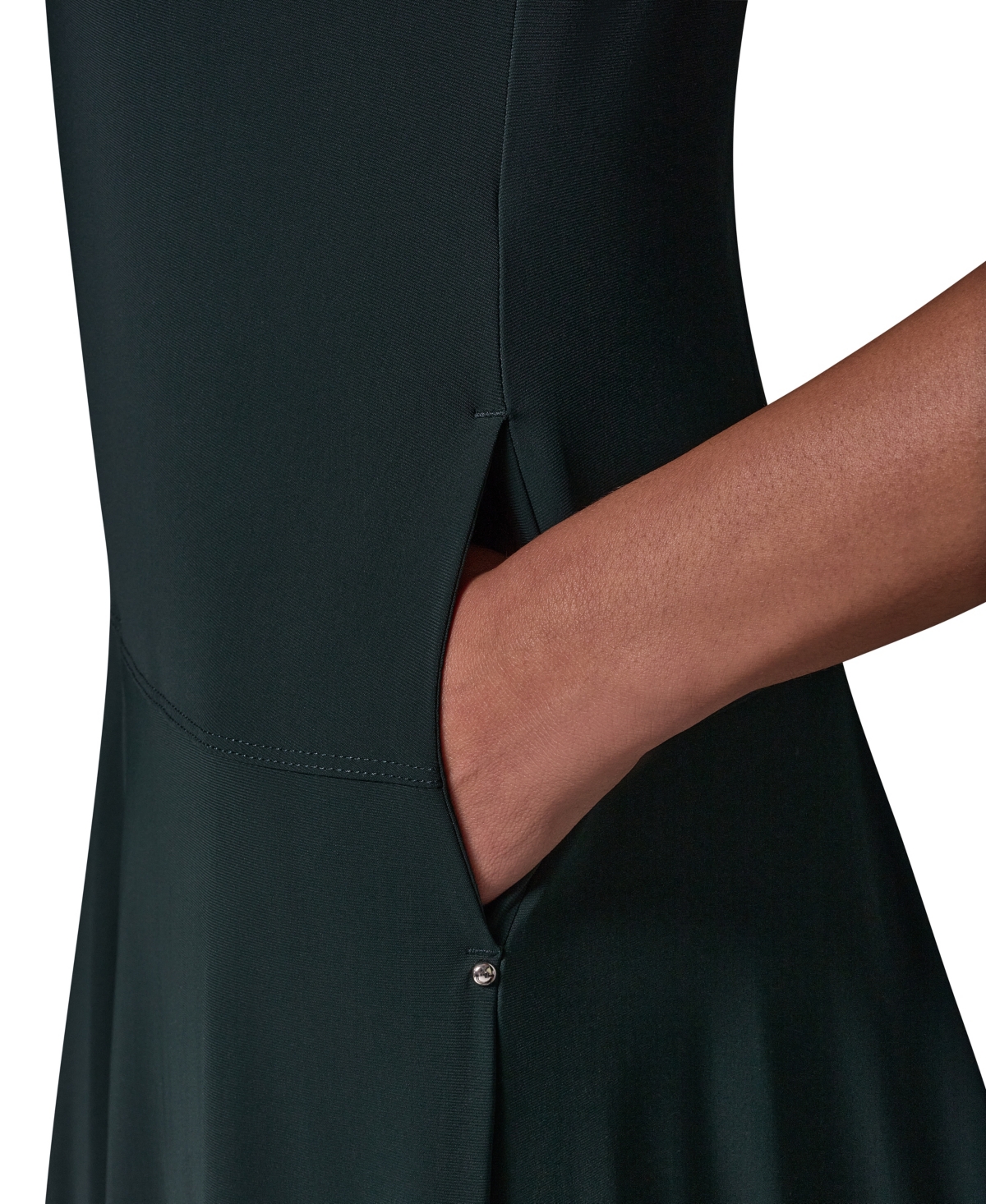 Donna Karan Weekend Women's V-Neck A-Line Midi Dress with Pockets
