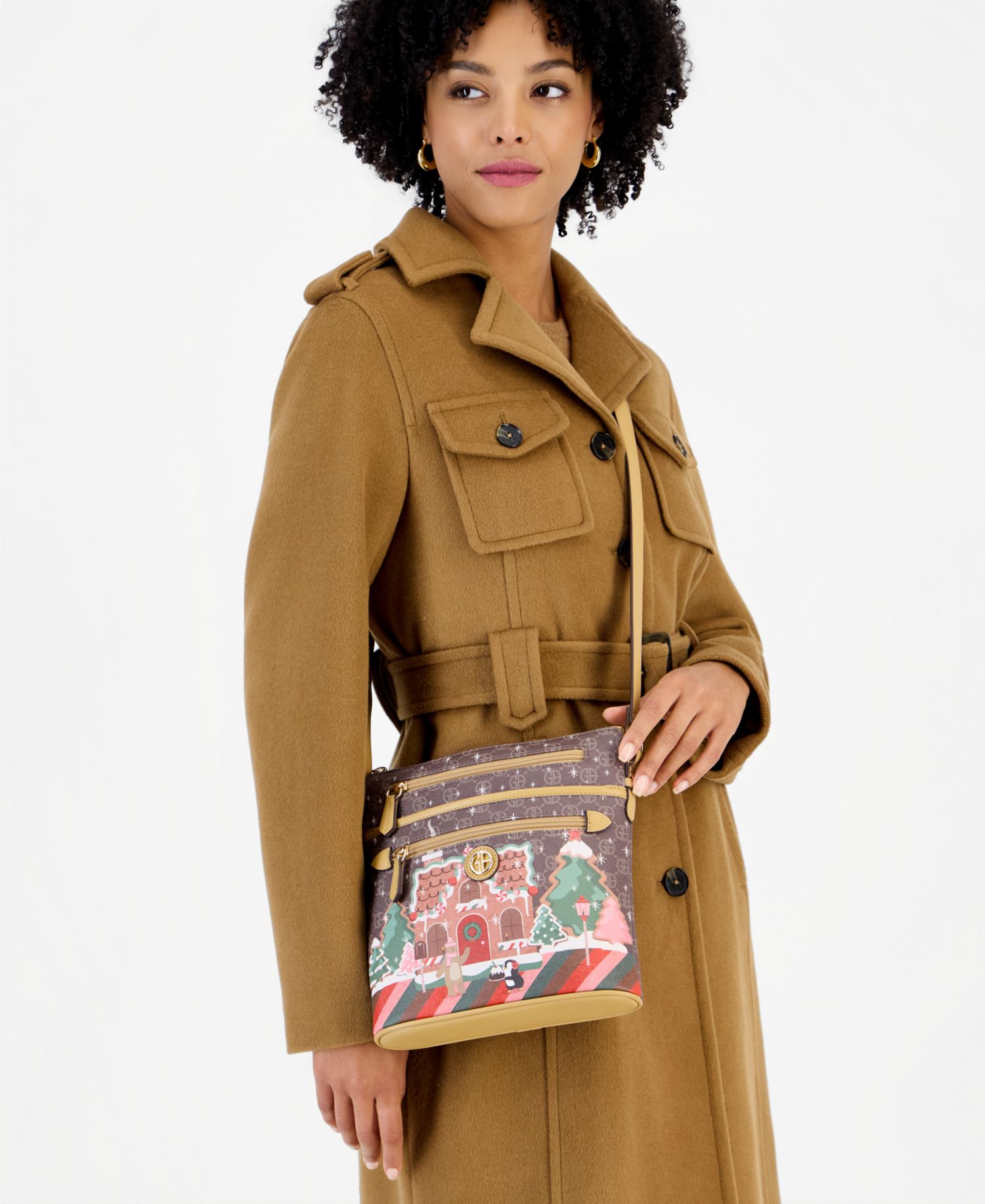 Gingerbread Bears North South Crossbody Bag