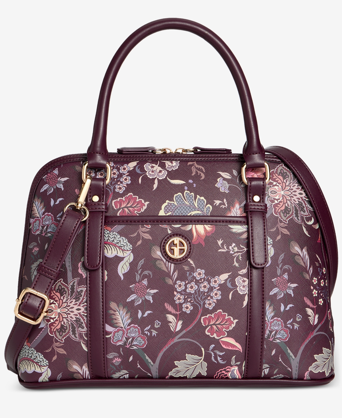 Giani Bernini Floral Detailed Dome Satchel, Macy's Exclusive - Dark Flora