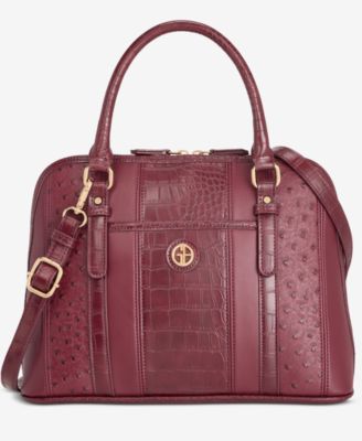 Mixed Media Detailed Dome Satchel