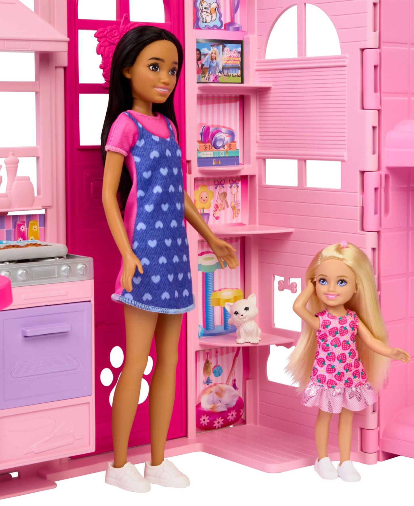 Складной кукольный домик Barbie Weekend Escape с 4 игровыми зонами, куклой, 10 аксессуаров — фото 6