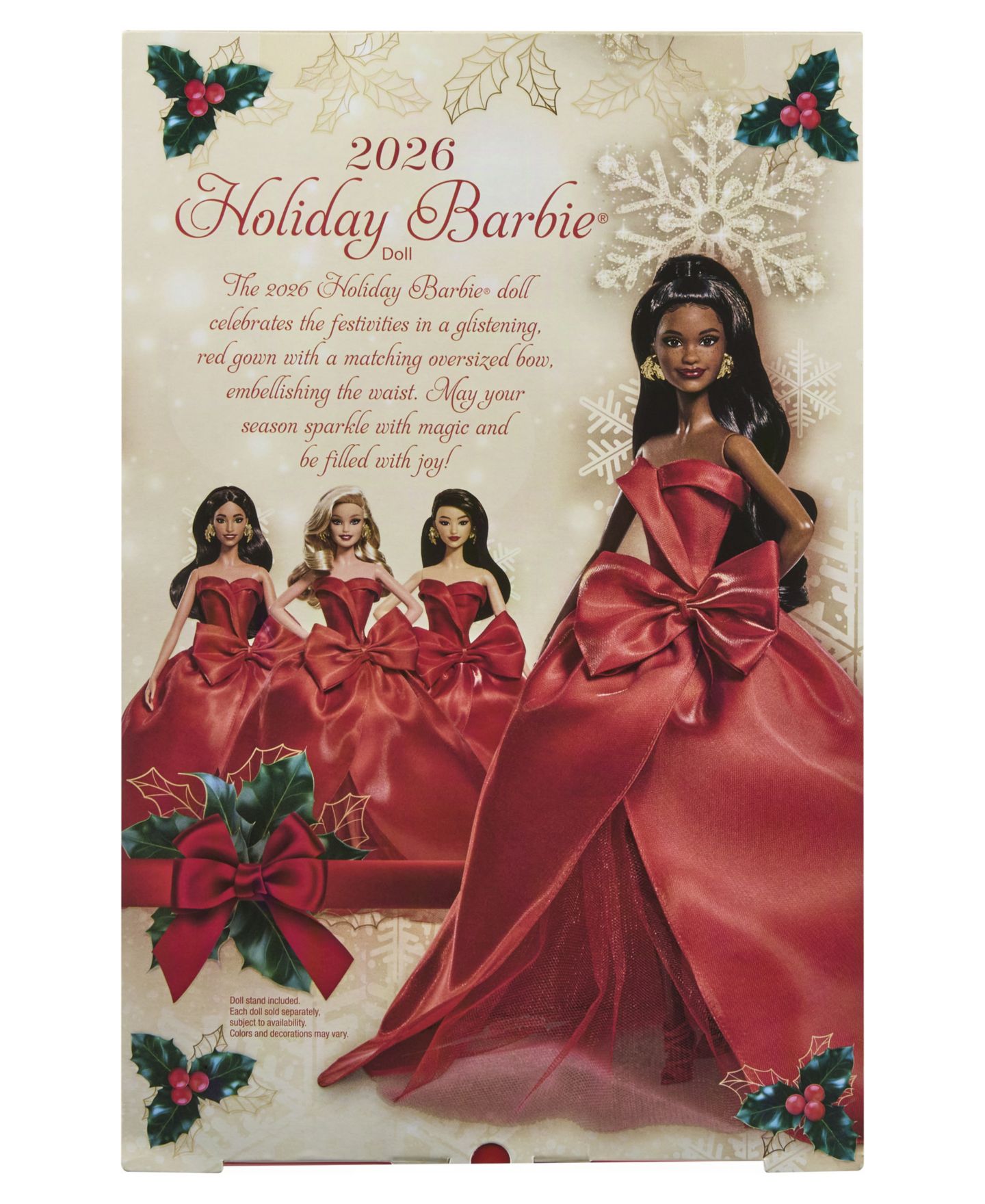 Детская кукла Barbie 2026 Holiday 13" Collectible Dark Brown Hair Fashion Doll — фото 2