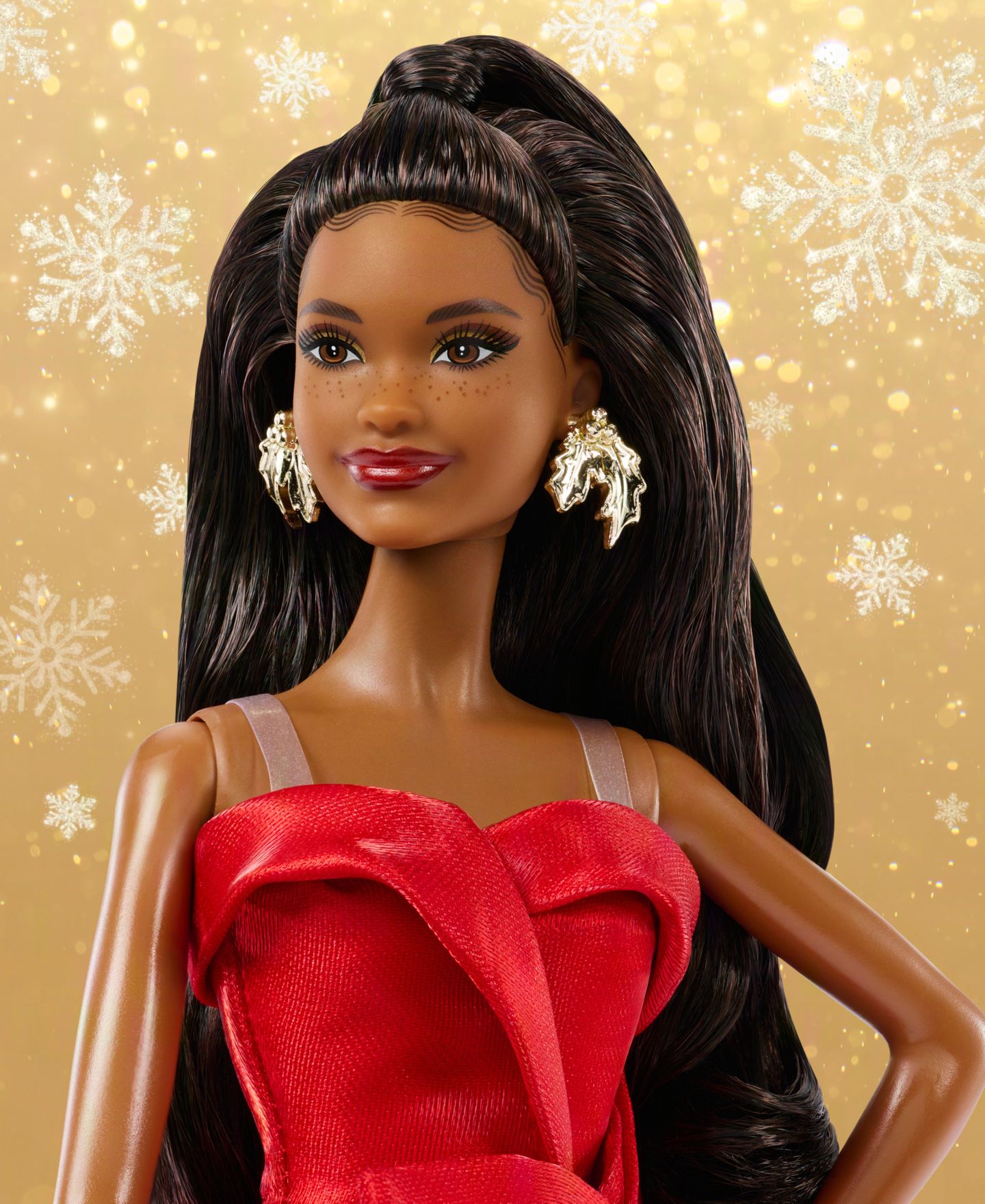 Детская кукла Barbie 2026 Holiday 13" Collectible Dark Brown Hair Fashion Doll — фото 6