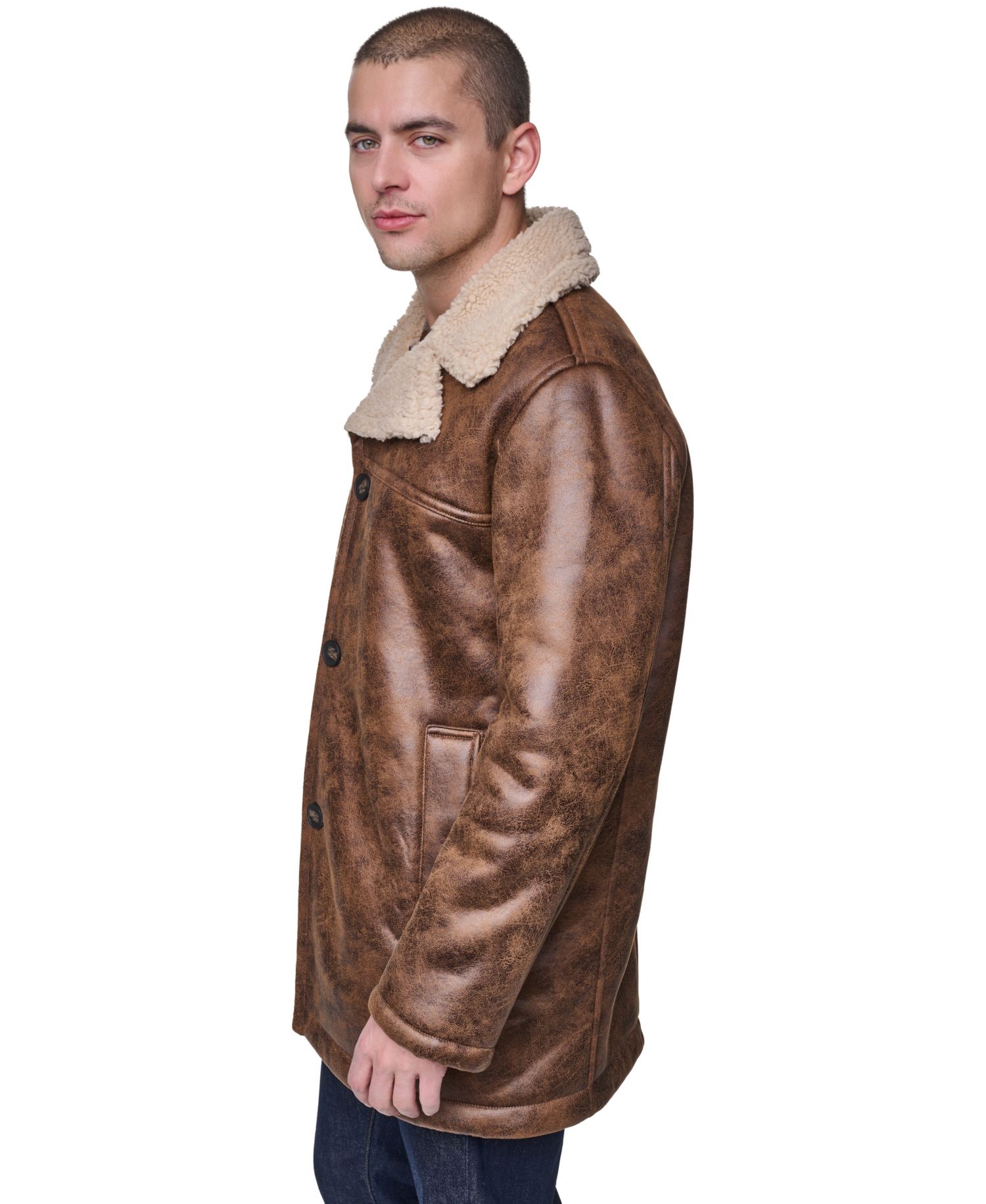 Men's Full Length Faux Shearling Jacket