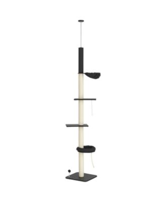 Floor to Ceiling 5-Tier Cat Tree Tower with Hammock and Cozy Bed