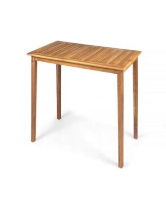 Outdoor Minimalist Acacia Wood Rectangle Bar Table with Teak Finish