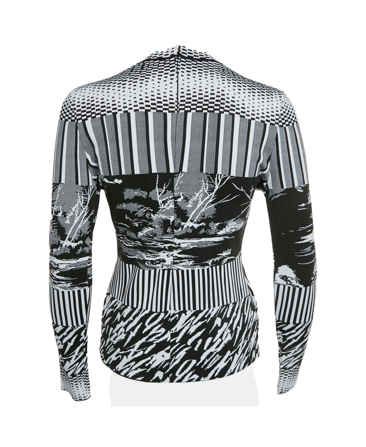 Women's Mixed-Print Knit Mock Neck Top