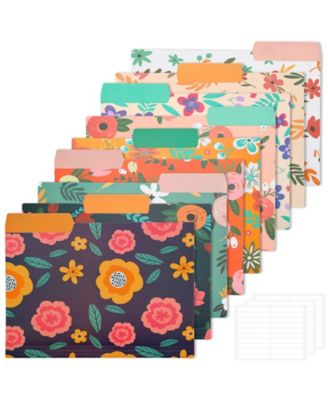 Decorative Plastic File Folders Letter Size 9 Styles Floral Patterns Expandable Waterproof Office School Supplies