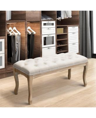 43.3 Inch Linen Upholstered Bench Tufted Bench, Accent Bench