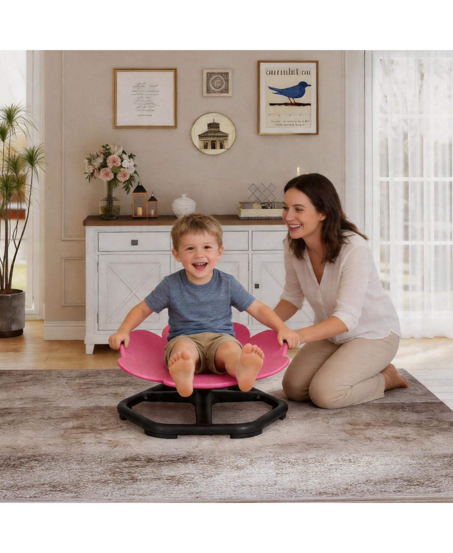 Kids Active Spin Chair - Flower Design Balance Seat with Non-Slip Pads, 220 lb Capacity