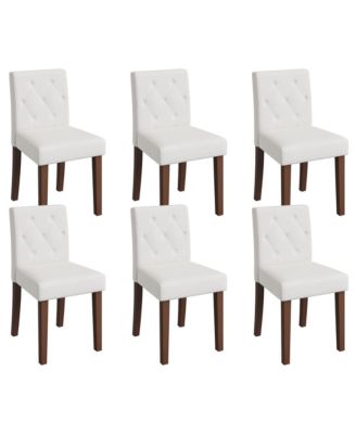Dining Chairs Set for 6, Cotton Linen Upholstered Dining Chair with High Back and Wooden Legs, Chair for Kitchen/Living Room/Restaurant
