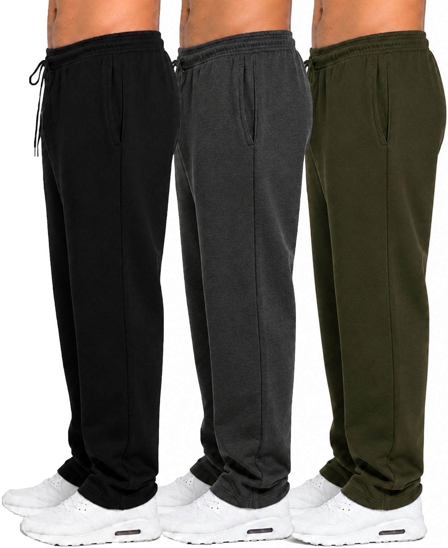 Мужские брюки Blu Rock Tech Fleece Performance Sweatpants, 3-Pack, цвет: Чёрный / Угольный — фото 2
