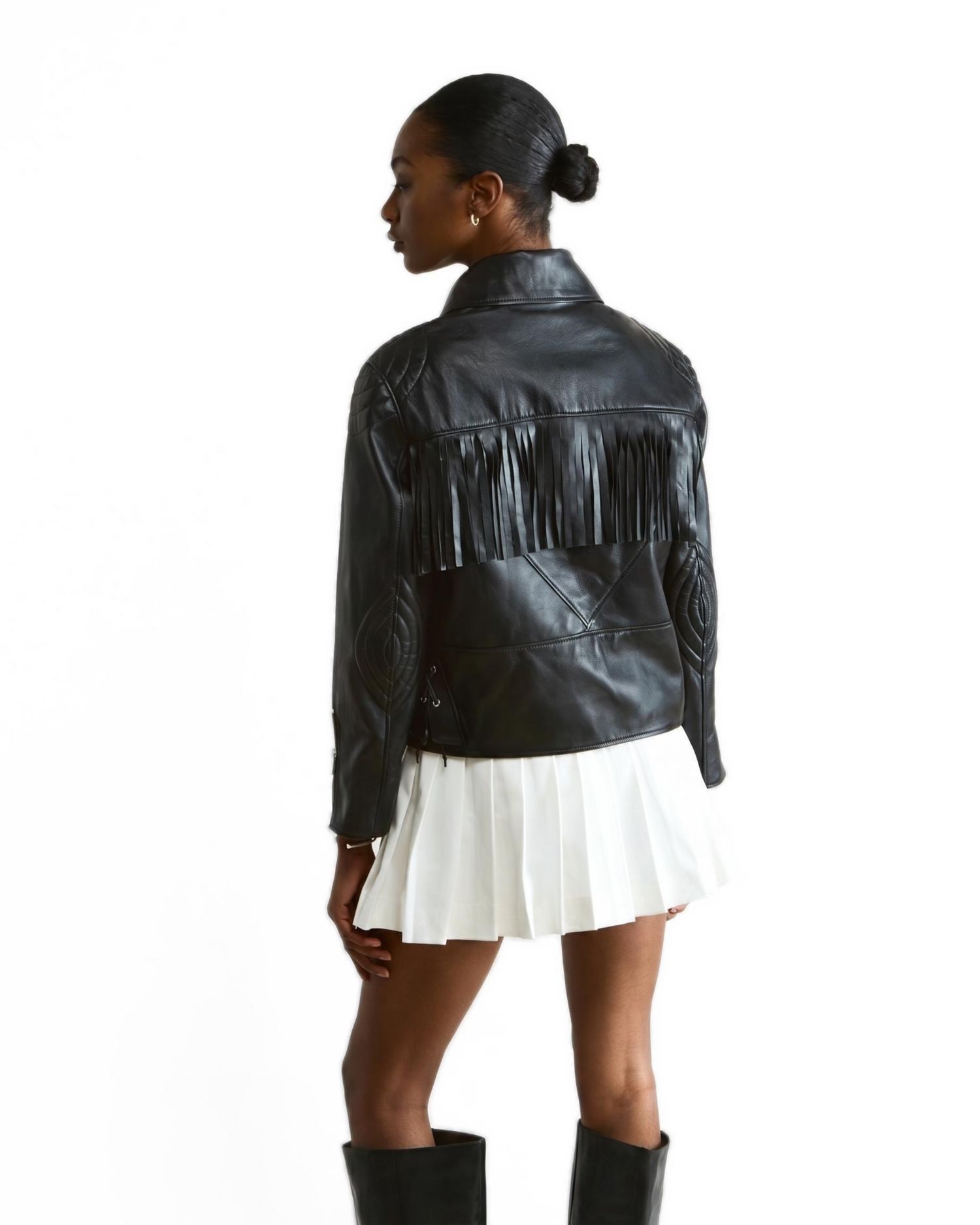 Women's Dakota Fringed Leather Jacket, Created for Macy's