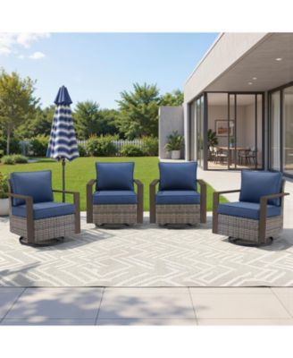 Outdoor Patio Wicker Swivel Chairs Outside Rattan Rocker Glider Chair Rocking Armchairs for Front Porch Balcony Backyard
