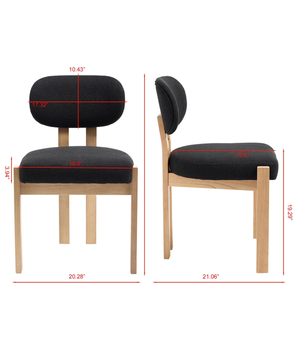 Clihome Modern Wooden Dining Chairs Set of 2, Upholstered Kitchen Side