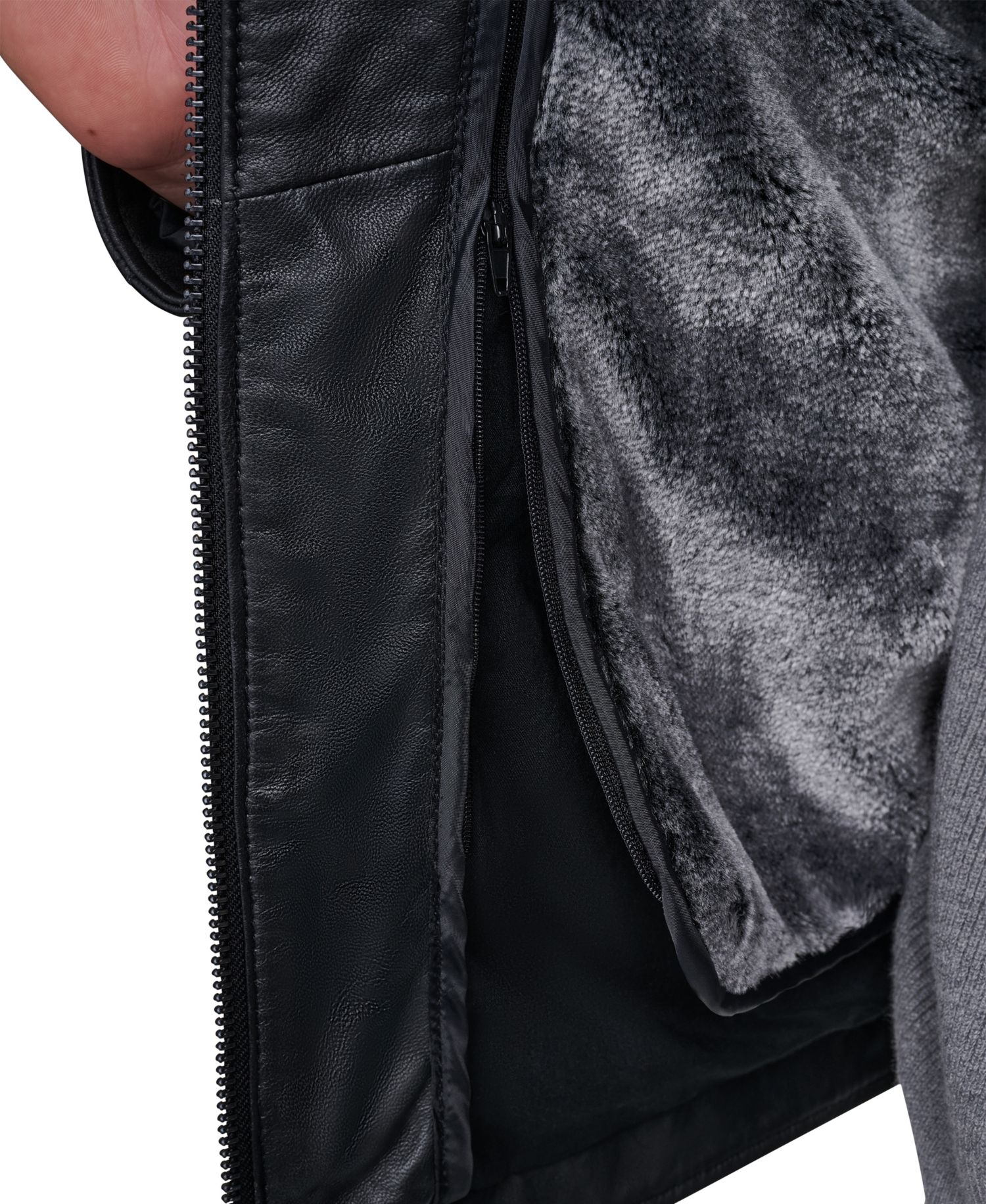 Men's Fur Lined Leather Jacket