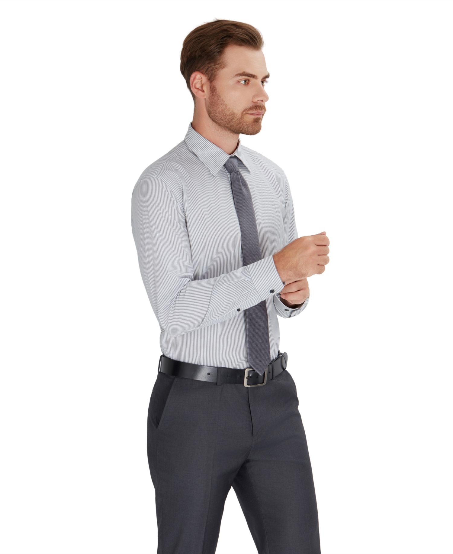 Men's Slim-Fit Stripe Dress Shirt