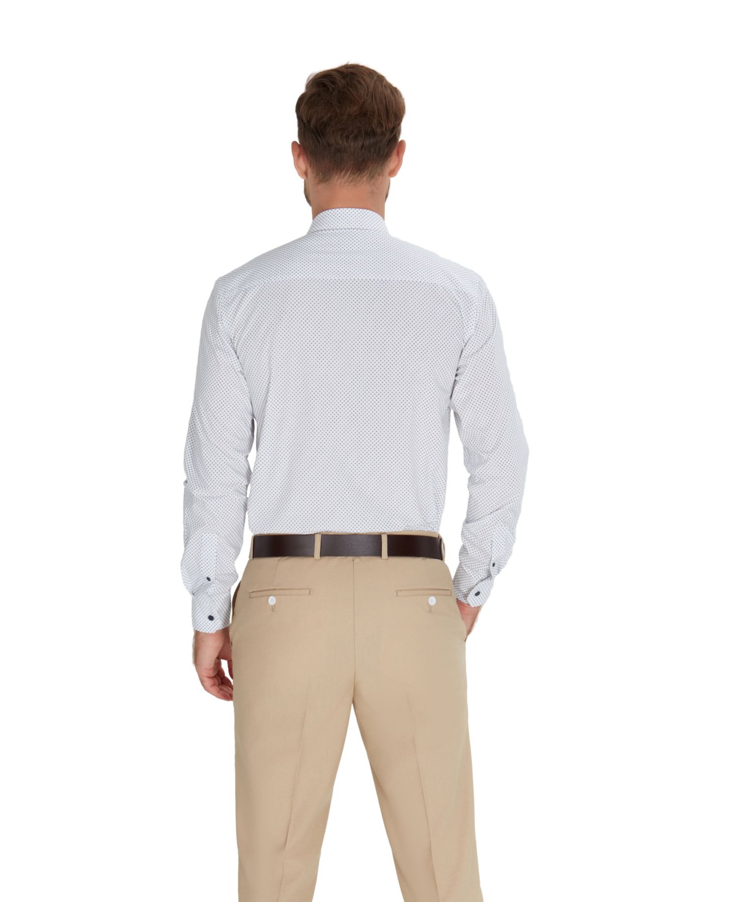 Men's Slim-Fit Dot Pattern Dress Shirt