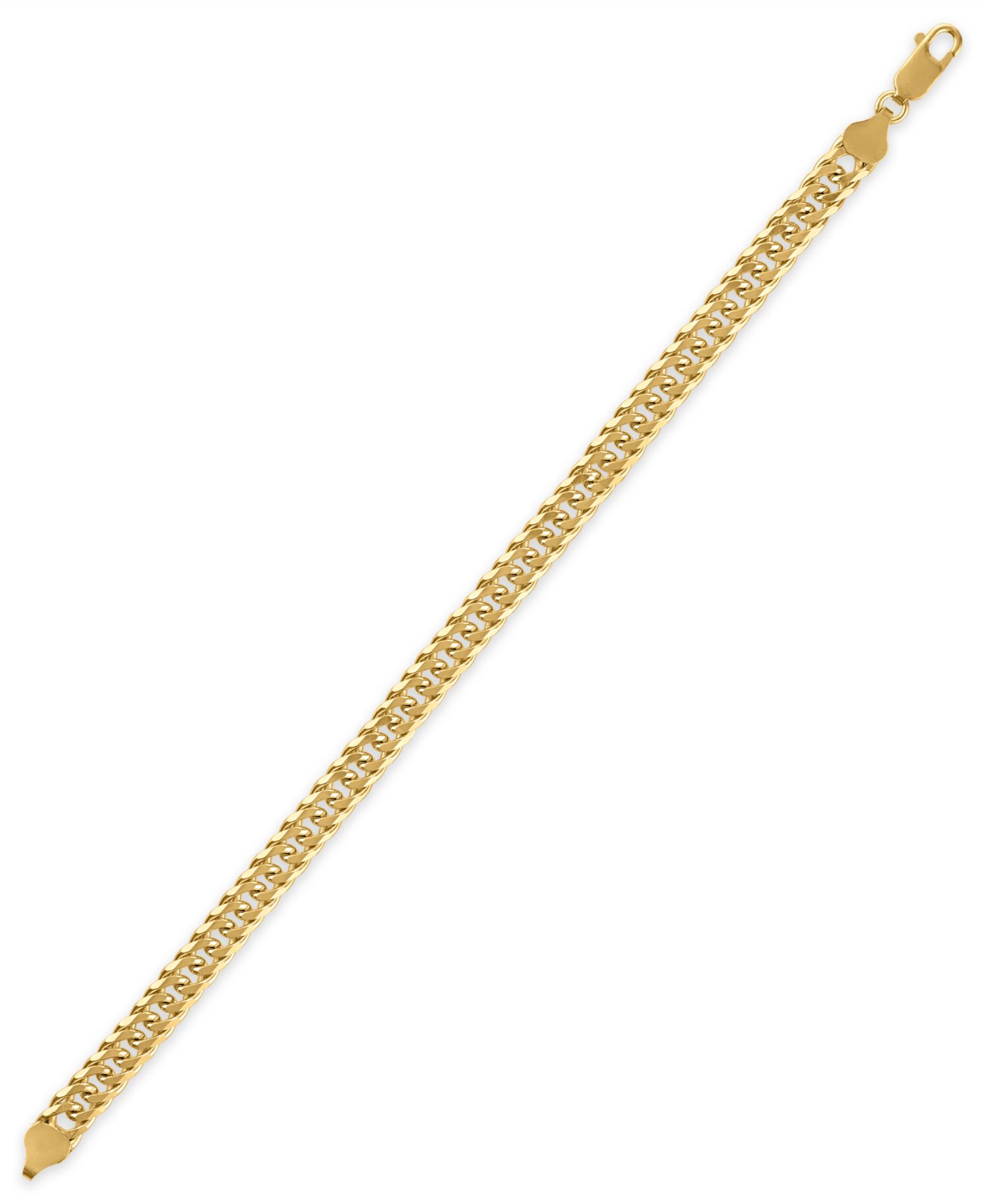 Men's Triple Bevel Curb Link 8.5" Bracelet in 14k Gold Over Sterling Silver