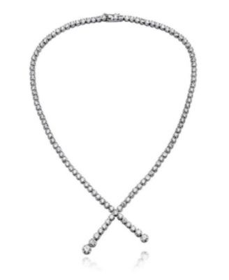 Brilliant White Gold Plated Sterling Silver CZ Twist Necklace