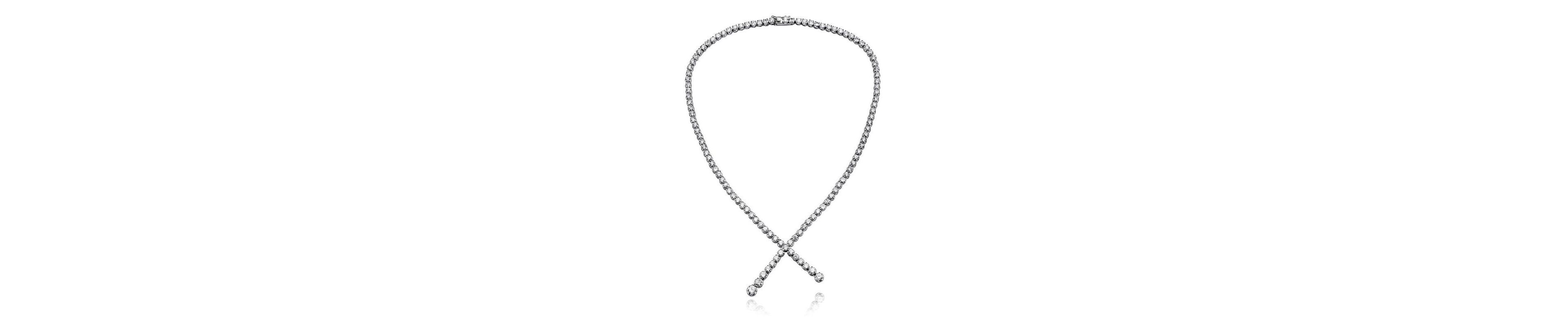 Genevive Brilliant White Gold Plated Sterling Silver Cz Twist Necklace
