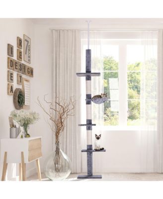 102 Inch Floor to Ceiling Cat Tree 5 Level Tower with Scratching Posts and Hammock