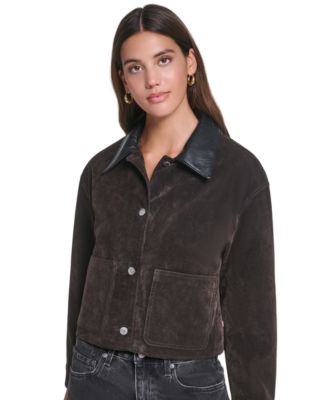 Women's Laydown Collar Cropped Chore Jacket