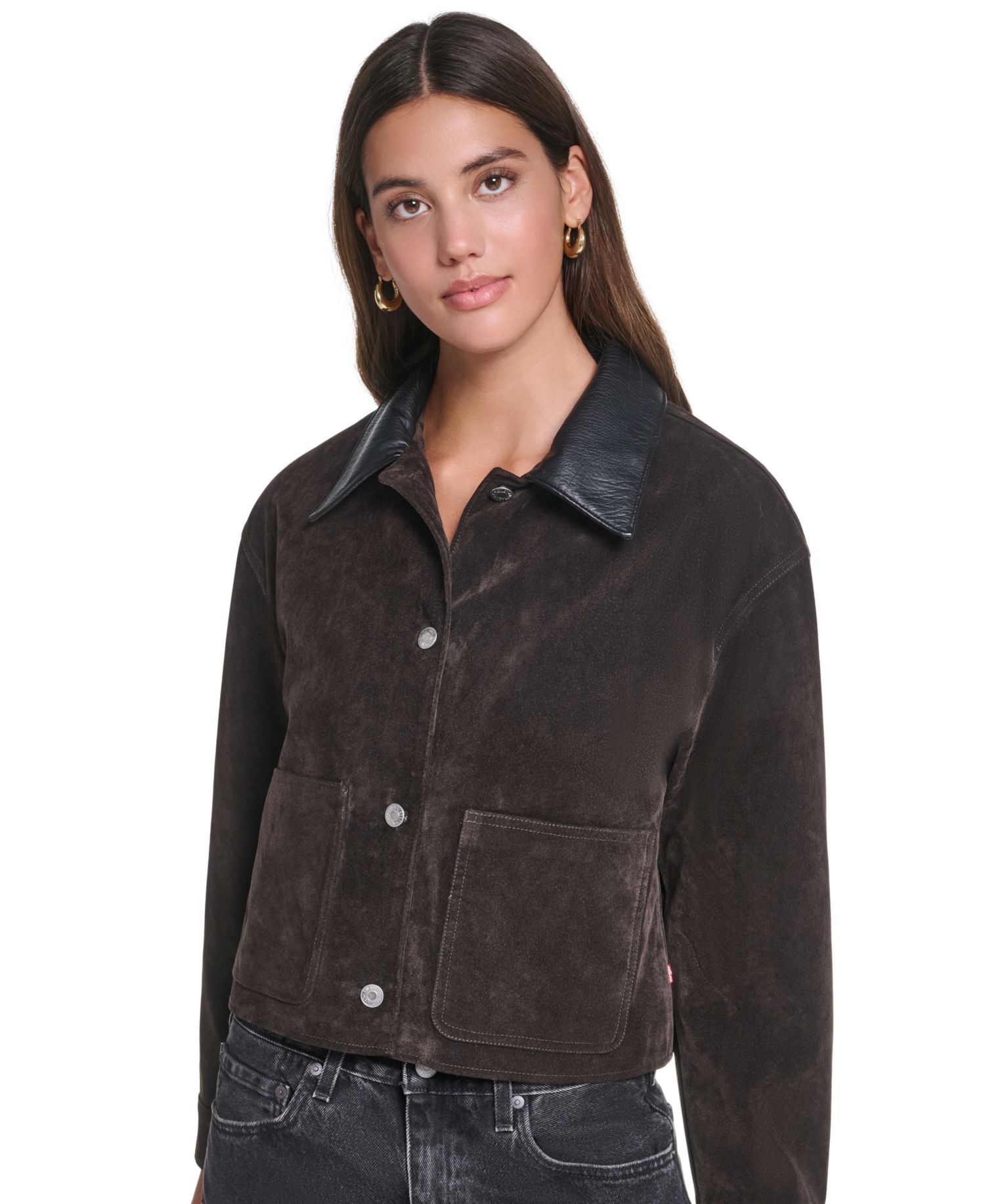 Women's Cropped Faux-Suede Chore Jacket