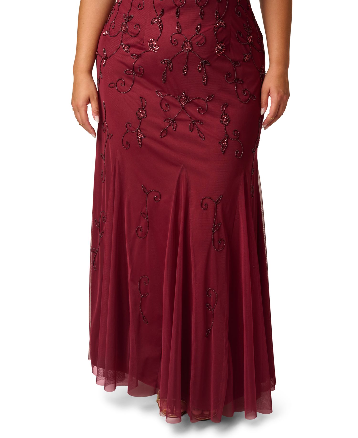 Plus Size One-Shoulder Beaded Gown