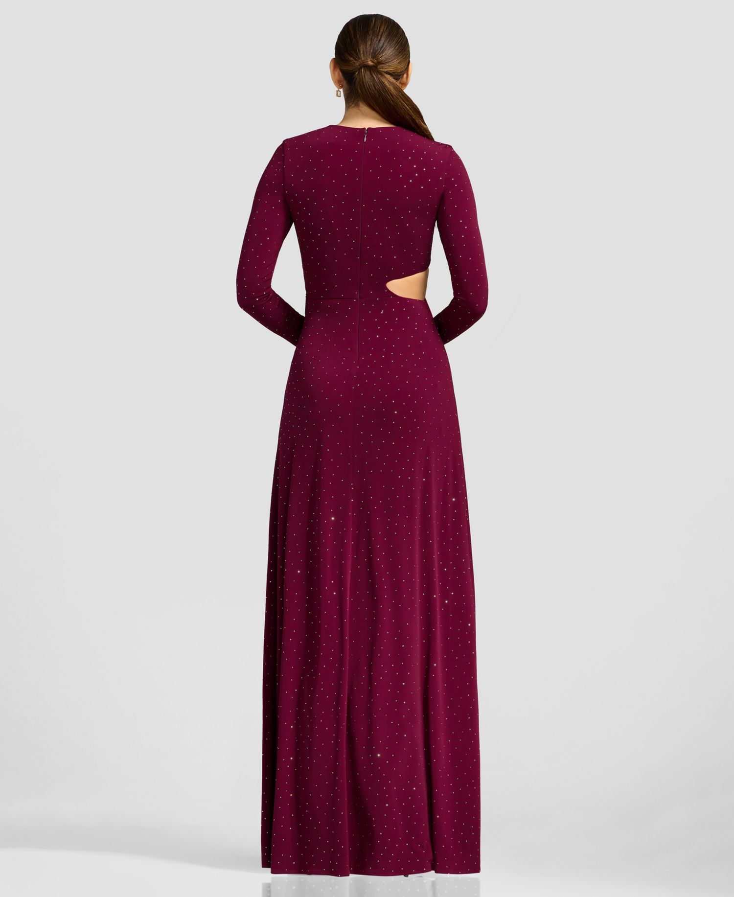 Women's Long-Sleeve Gathered Waist with Cutout A-Line Dress