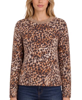 Women's Leopard-Print Long-Sleeve Sweater