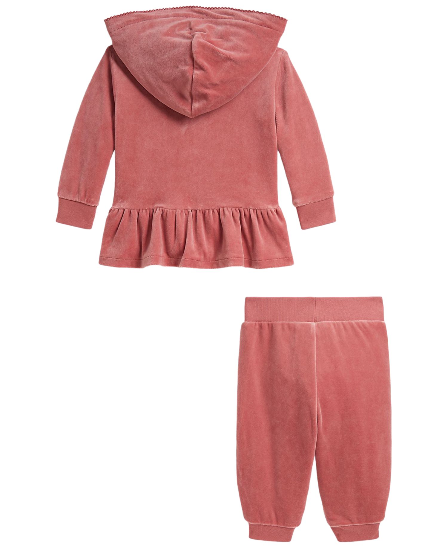 Baby Girls' Long-sleeve Velour Hoodie and Jogger Pants, 2-Piece Set