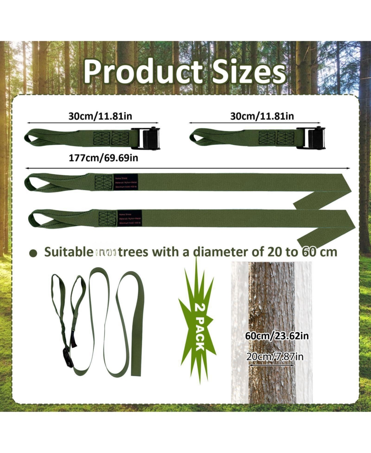 Piscifun Heavy Duty Climbing Stick Replacement Straps Universal Hunting Tree Stand Accessories