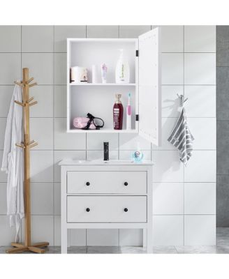 Bathroom Mirror Cabinet Wall Mounted Kitchen Medicine Storage Adjustable Shelf