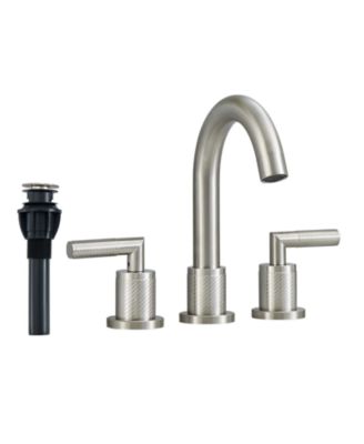 2 Handle Brushed Nickel Bathroom Faucet Widespread 8 Inch 3 Hole 360 Degree Swivel Spout for Sink Basin