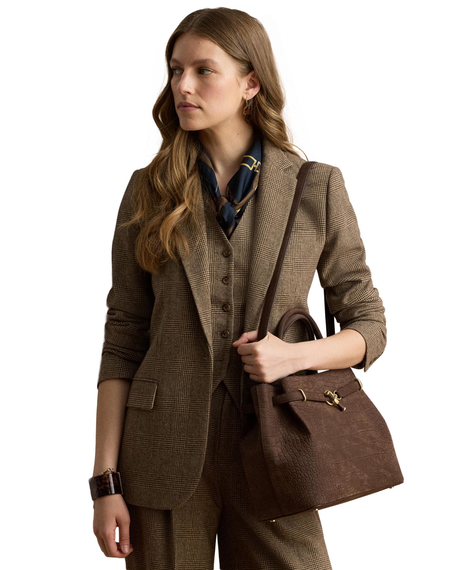 Embossed Nubuck Large Blaike Satchel Handbag