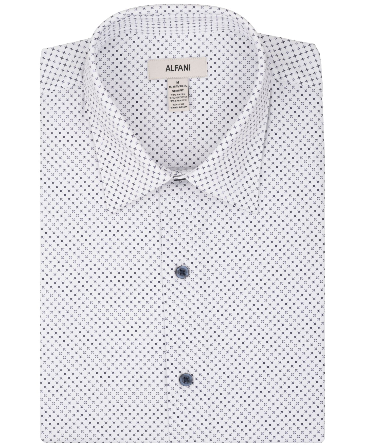 Мужская рубашка Alfani Slim-Fit Dot Pattern Dress Shirt, цвет: Тёмно-синий — фото 5