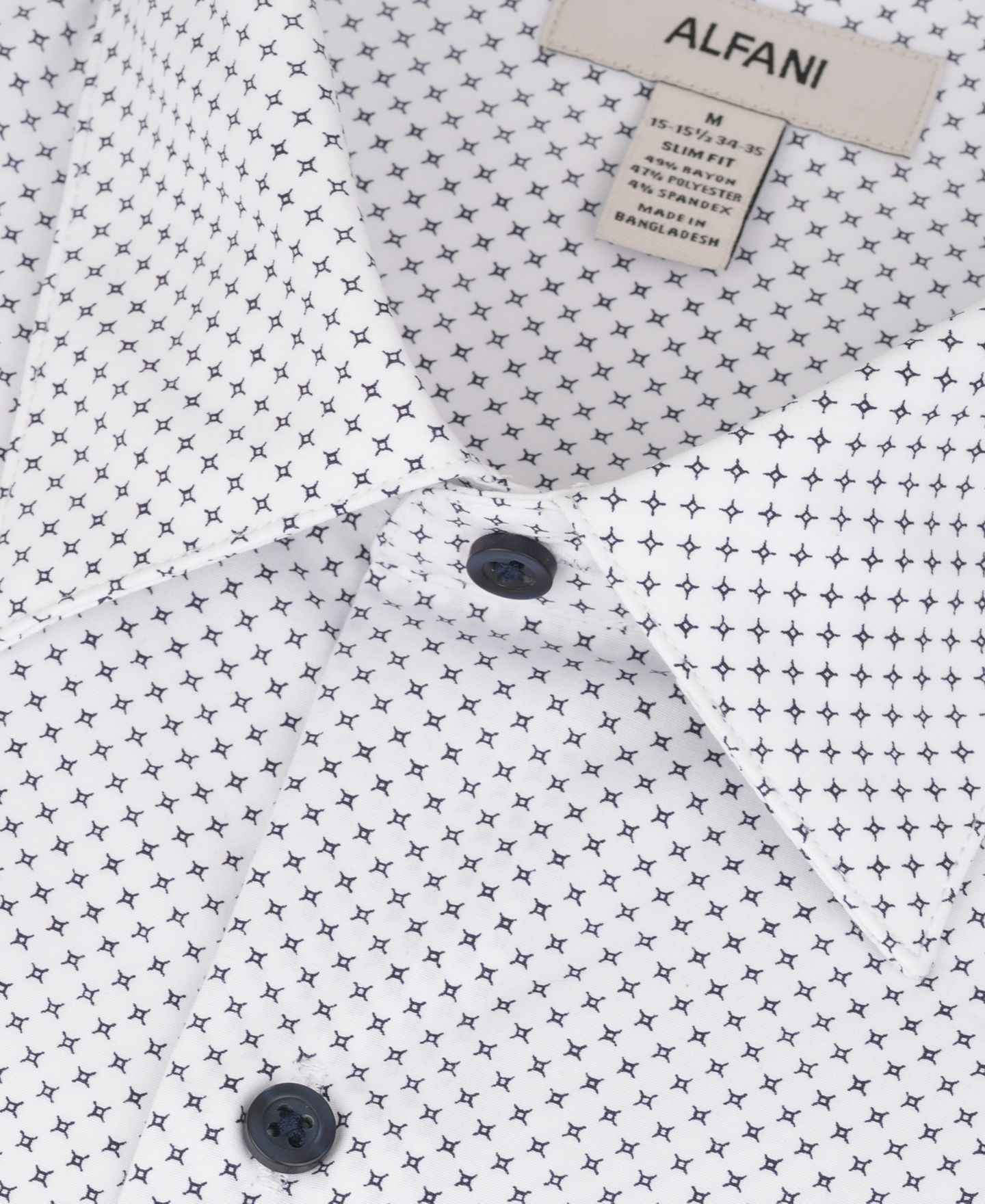 Мужская рубашка Alfani Slim-Fit Dot Pattern Dress Shirt, цвет: Тёмно-синий — фото 6