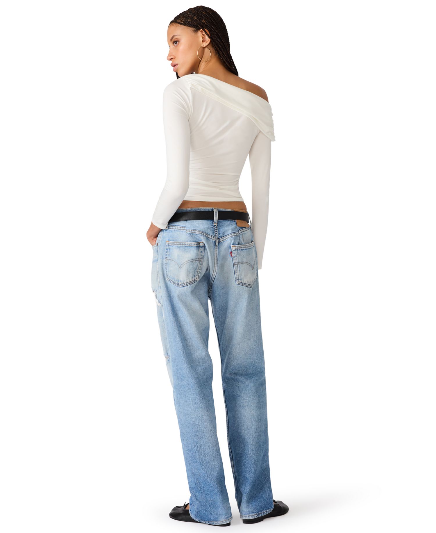 Women's Ryder Off-the-Shoulder Ruched Long-Sleeve Knit Top