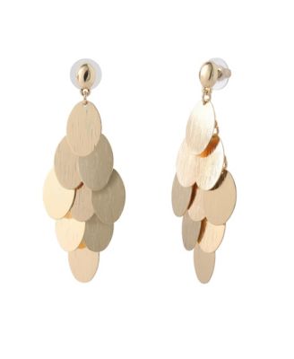 Dangling Petal Earrings Gold-Tone, Large Drop Earrings for Women