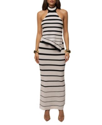 Women's Marina Nights Striped Halter Top and Maxi Skirt Set