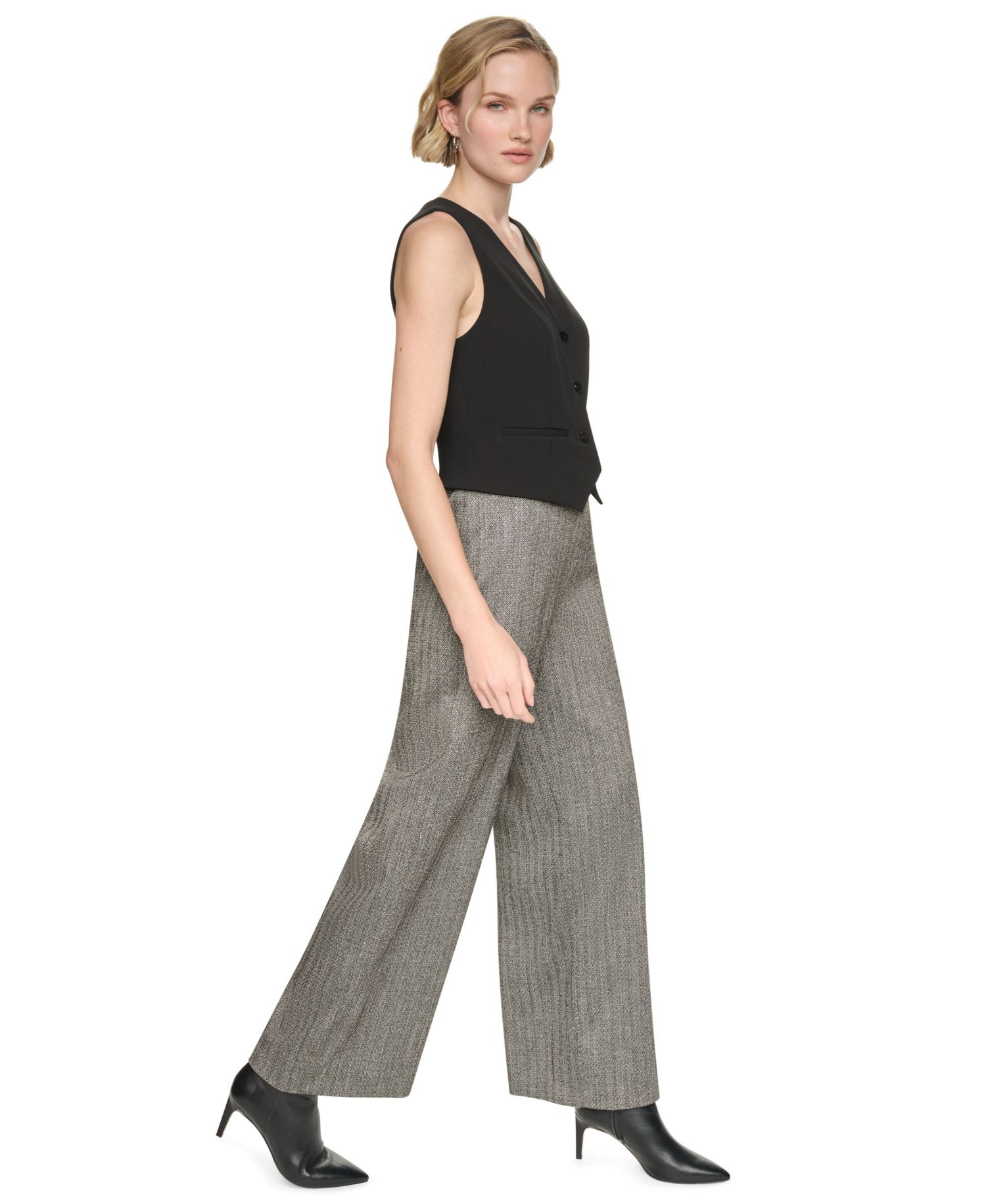 Women's Sleeveless Wide-Leg Vest Jumpsuit
