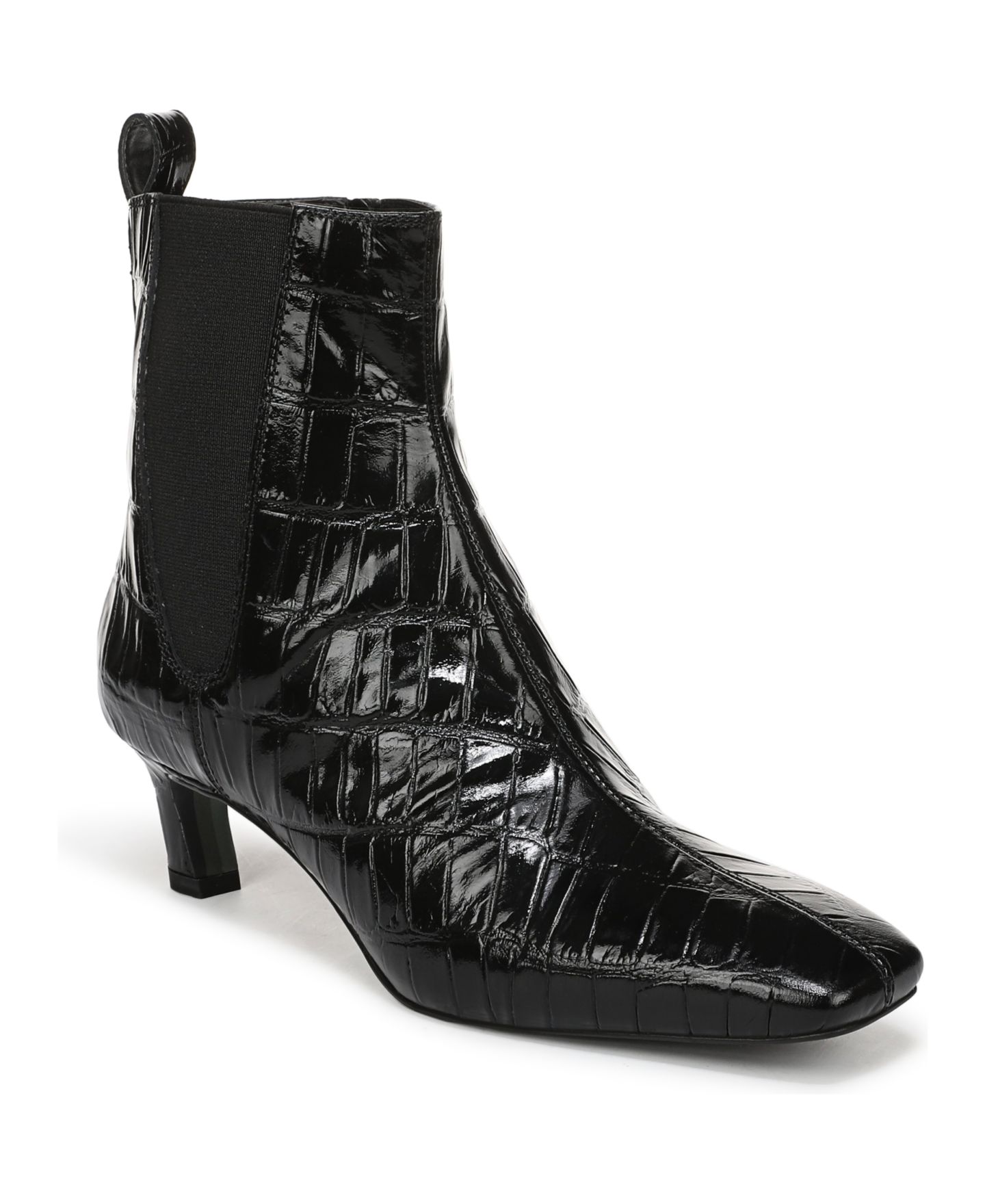 Женские ботинки Sam Edelman Peony Kitten Heel Short, цвет: Чёрный кожаный, вариант 1 — фото 1