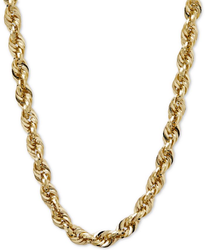 Welry 5.5mm Glitter Rope Chain Necklace in 14K Yellow Gold, 24