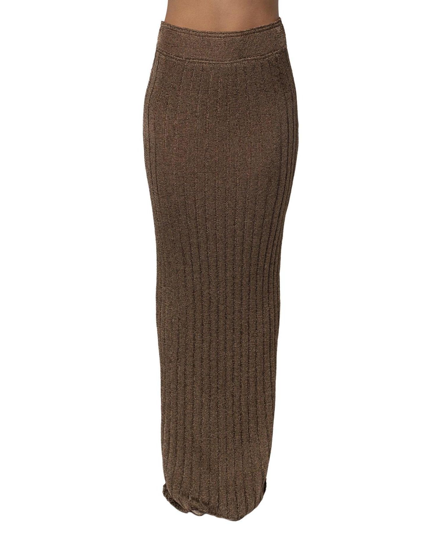 Women's High-Waisted Metallic Ribbed Maxi Skirt